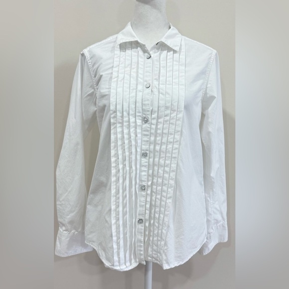 Sundance Cotton Pleated Bib Button Up Long Sleeve Collared Blouse Size XS - Picture 2 of 8